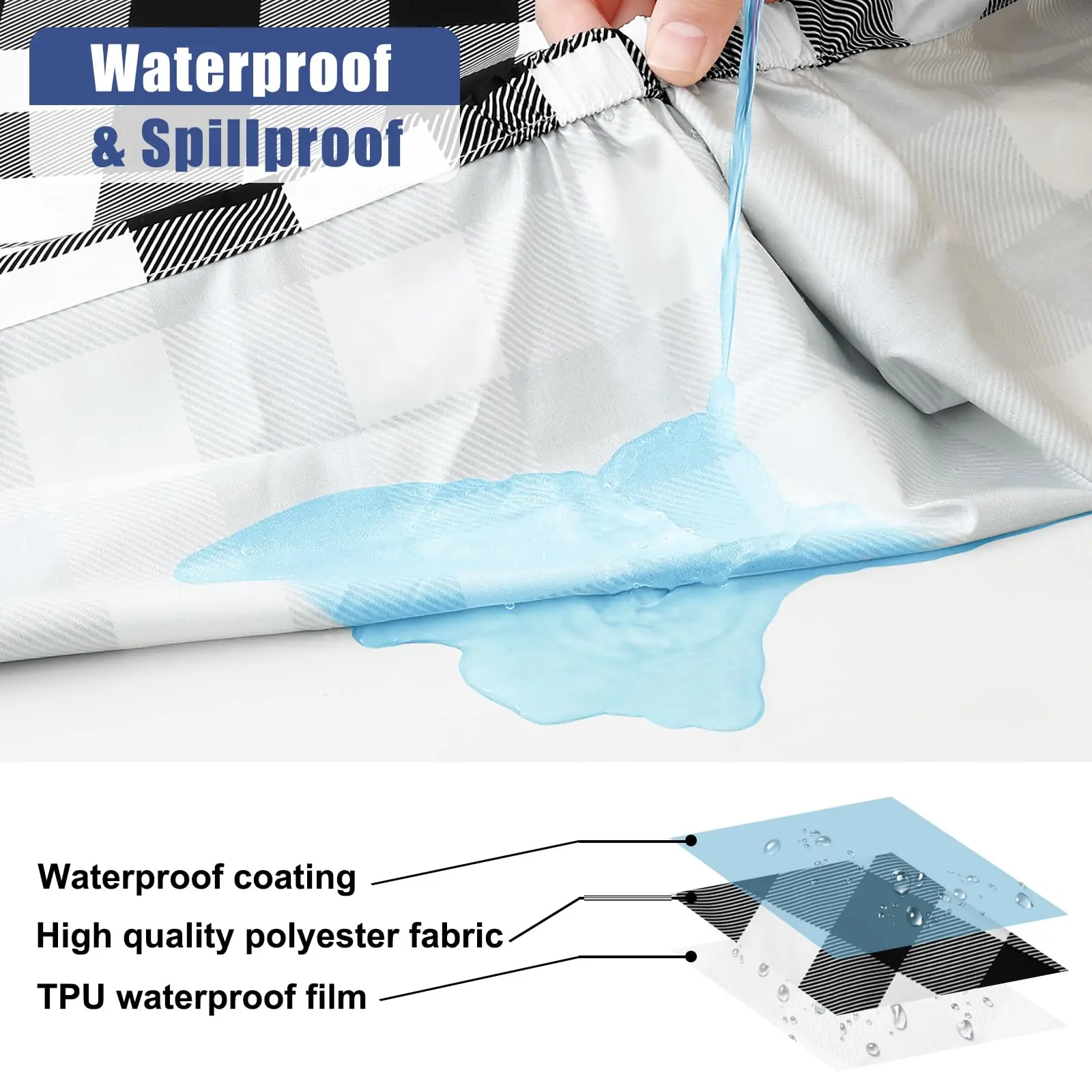 Waterproof Windproof Elastic Edge Picnic Table and Bench Cover Set