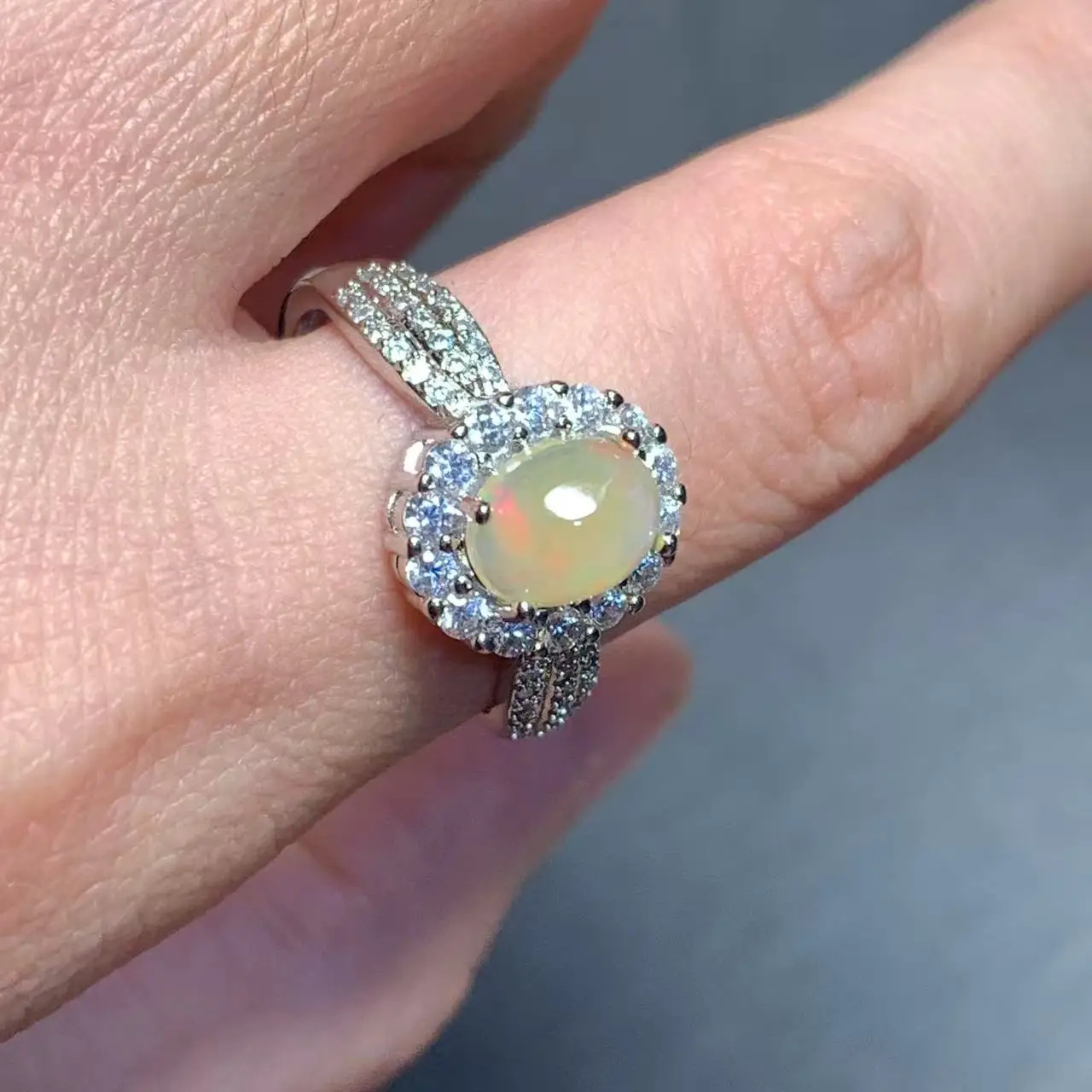 Authentic BIG Natural Opal Ring Adjustable Female Ring Jewelry for Women Gift Wholesale High Quality Vintage Fine