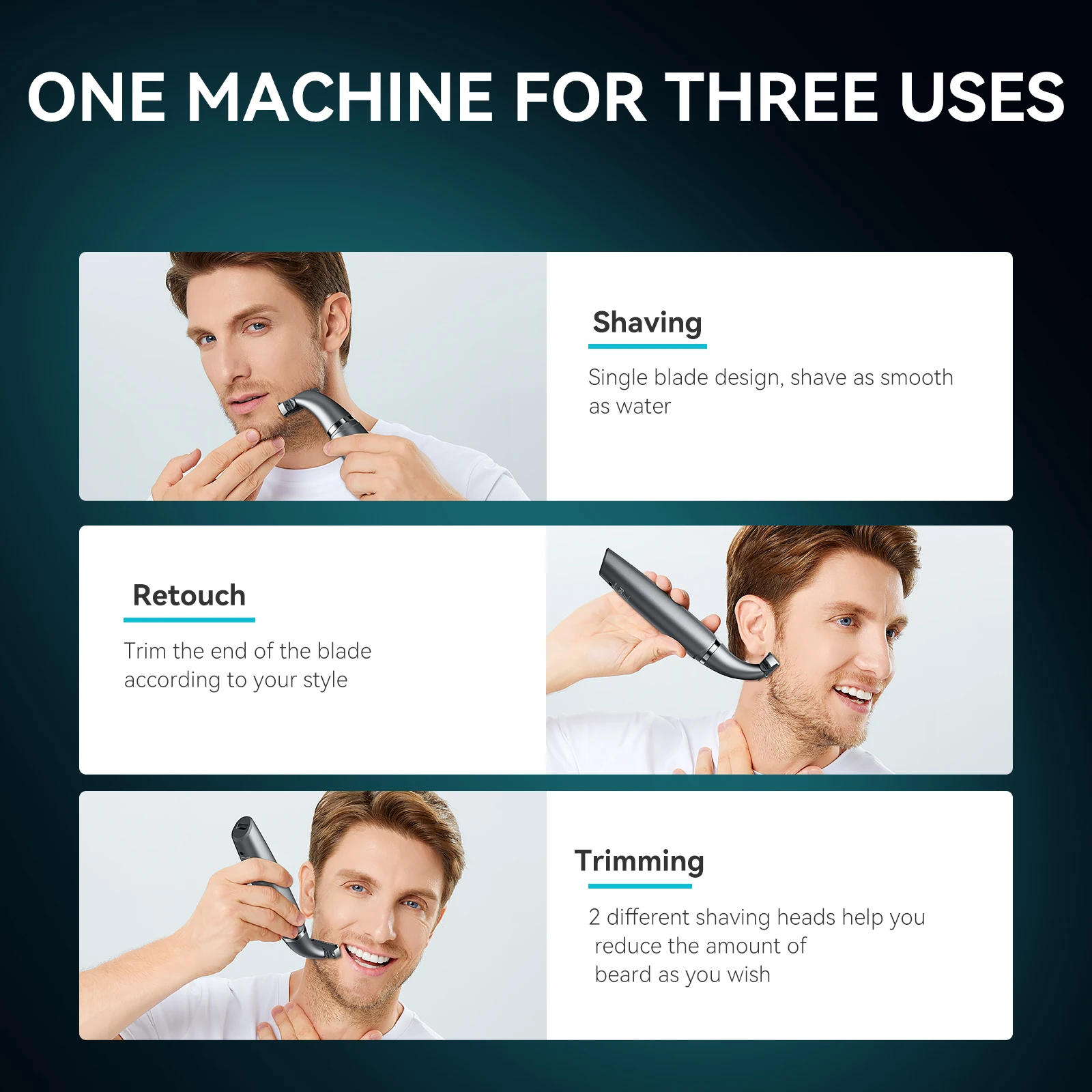 KENSEN S1 Electric Shaver Body Hair Trimmer for Men 2 in 1 Professional Shaver Razor Nose Hair Beard Trimmer Shave Razor MEG-578 4