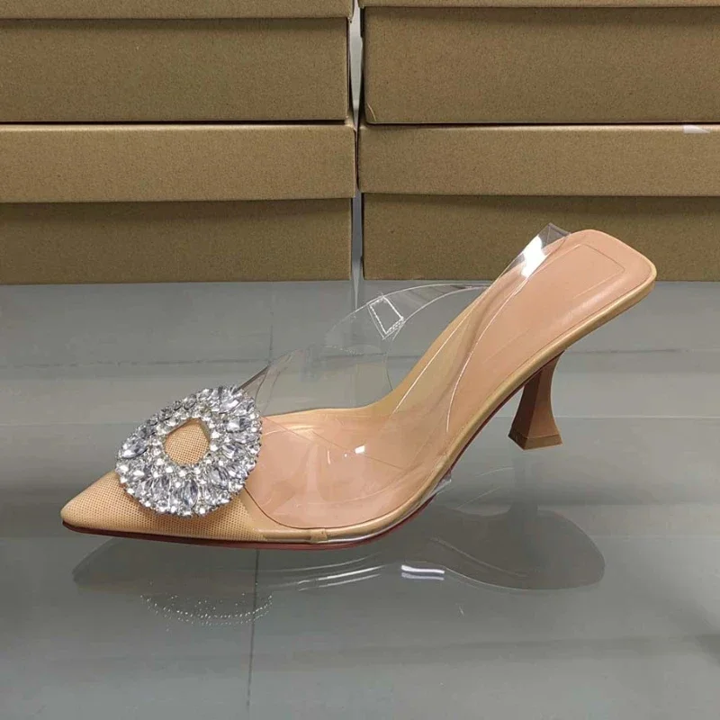 PVC Transparent High Heeled Sandals for Ladies Brand Designer Party Prom Stilettos Summer Pointed Woman Slingback Shoes women slingback sandals women high heels shoes women dress shoes