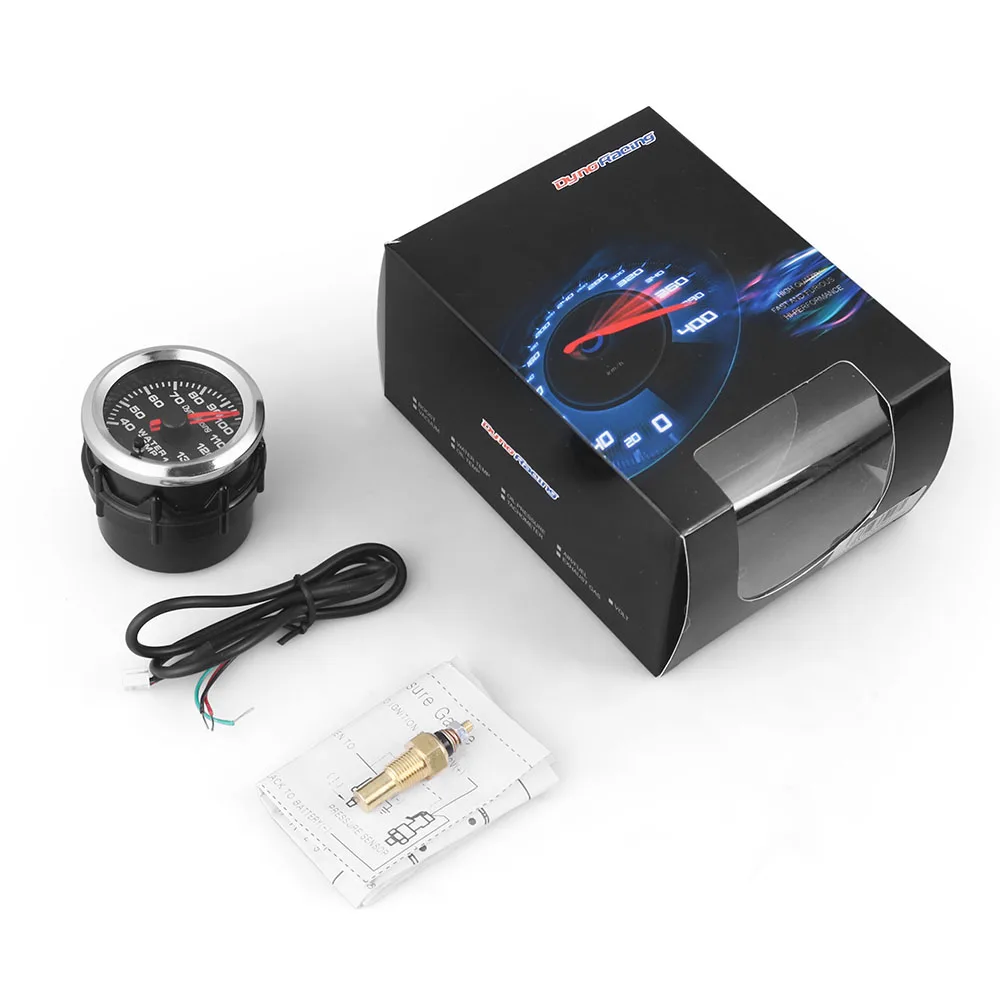 Dynoracing 2 52mm 12V 수온 게이지 섭씨 7 색 포인터 스테퍼 모터가있는 수온 측정기
