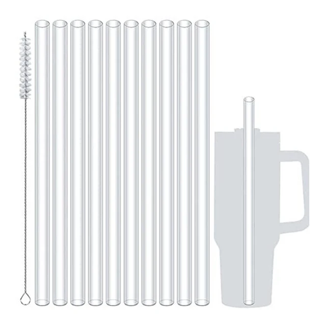 6Pcs Replacement Straws With Brush Compatible For Stanley 40oz Tumbler Plastic Clear Reusable Travel Tumbler Ice Cup Straw Kits 3