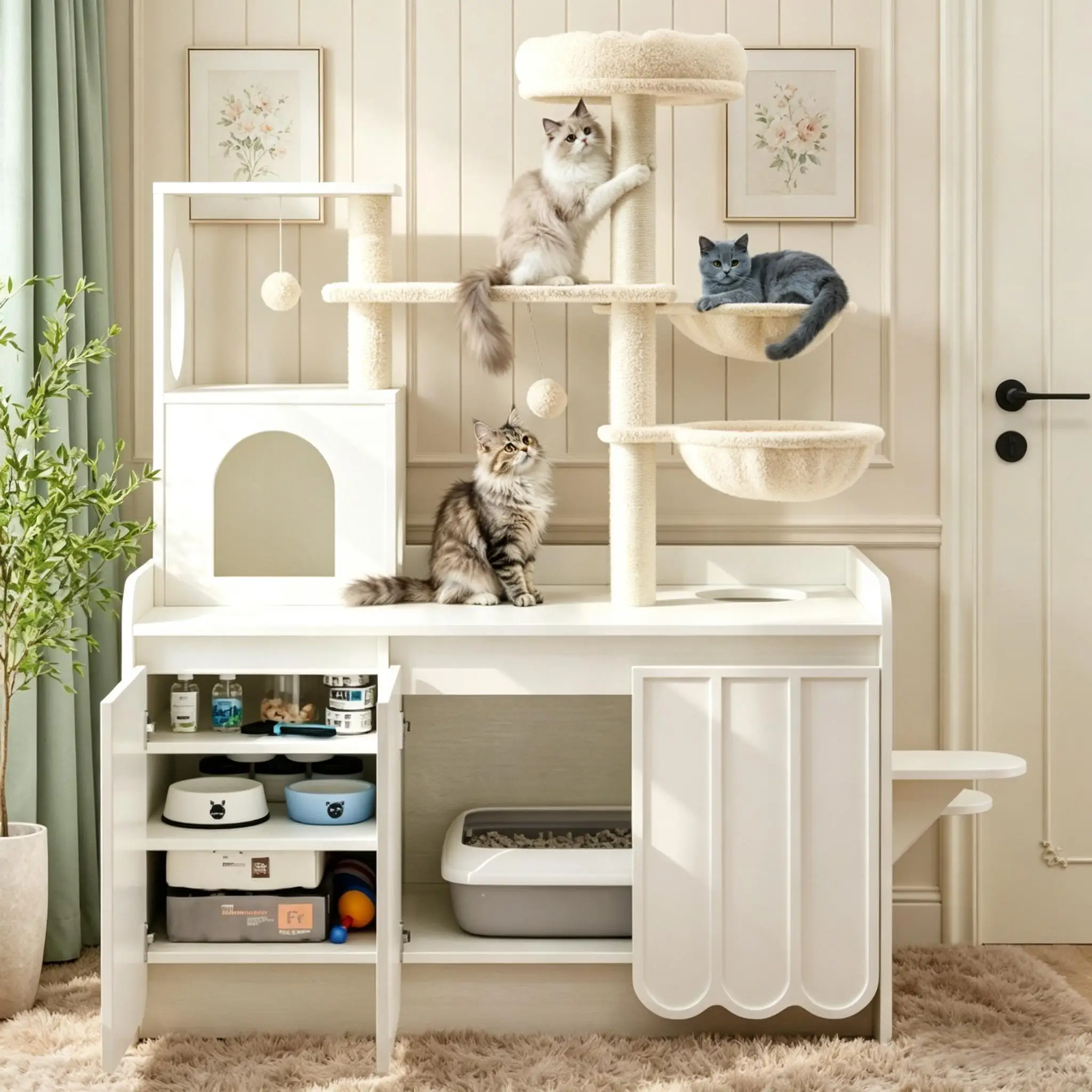 Cat Tree with Litter Box Enclosure 2