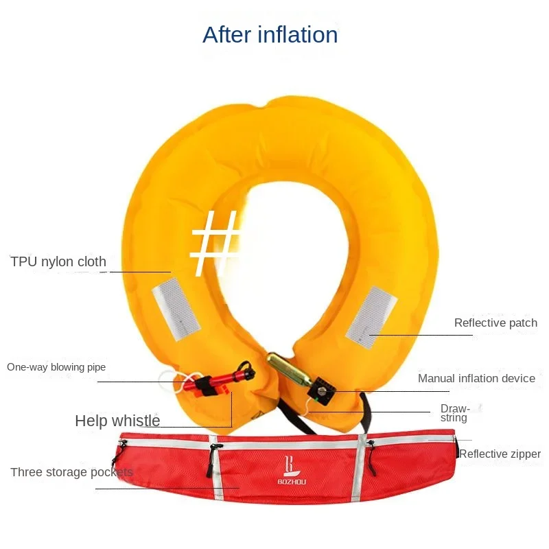 Adult Portable Professional Automatic Inflatable Fishing Life Jacket High Buoyancy Life Belt Swimming Ring