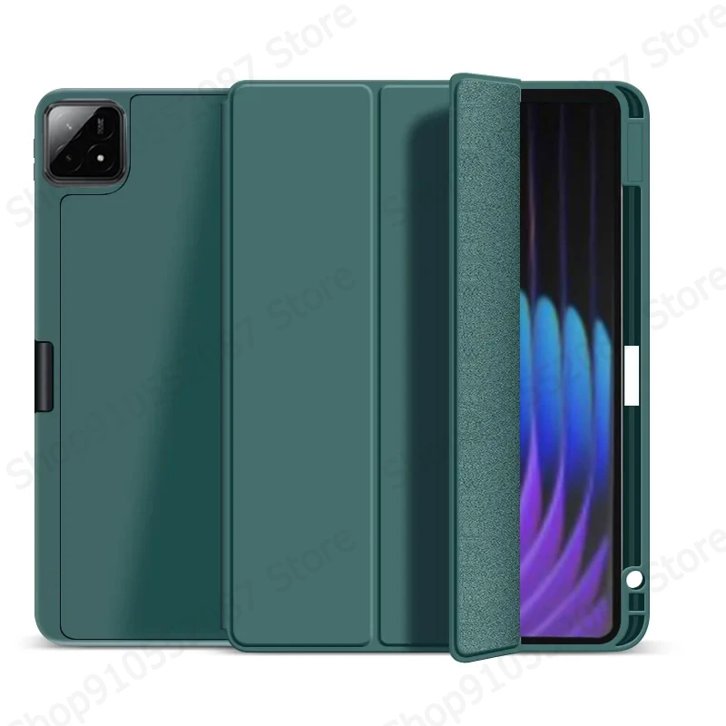 Premium Trifold PU Leather Case with Pen Holder & Soft Back Stand Cover