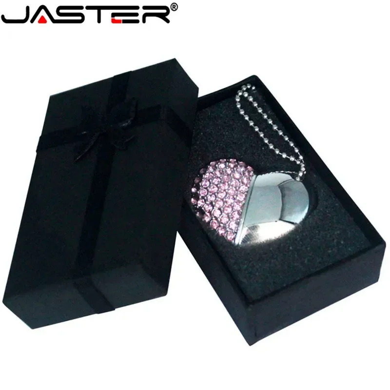 JASTER 크리스탈 러브 하트 박스 USB 플래시 드라이브, Diamante 메모리 펜 드라이브, 메모리 스틱, 결혼 선물, 32G, 8G, 16G, 4G