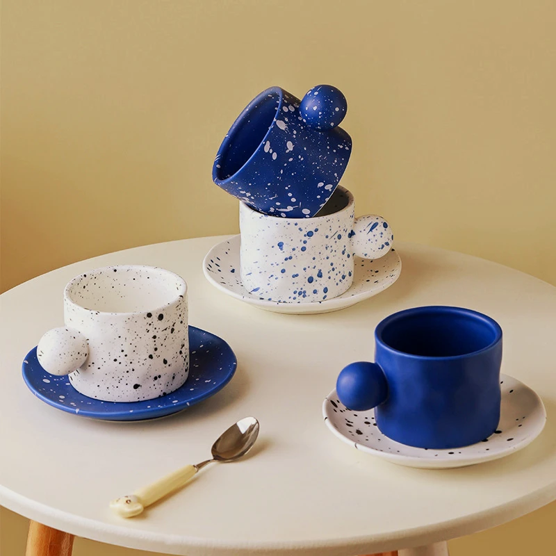 

Mug Coffee Mug Desk Decoration Nordic Ceramic Cup and Saucer Large Capacity Creative Handmade Cup