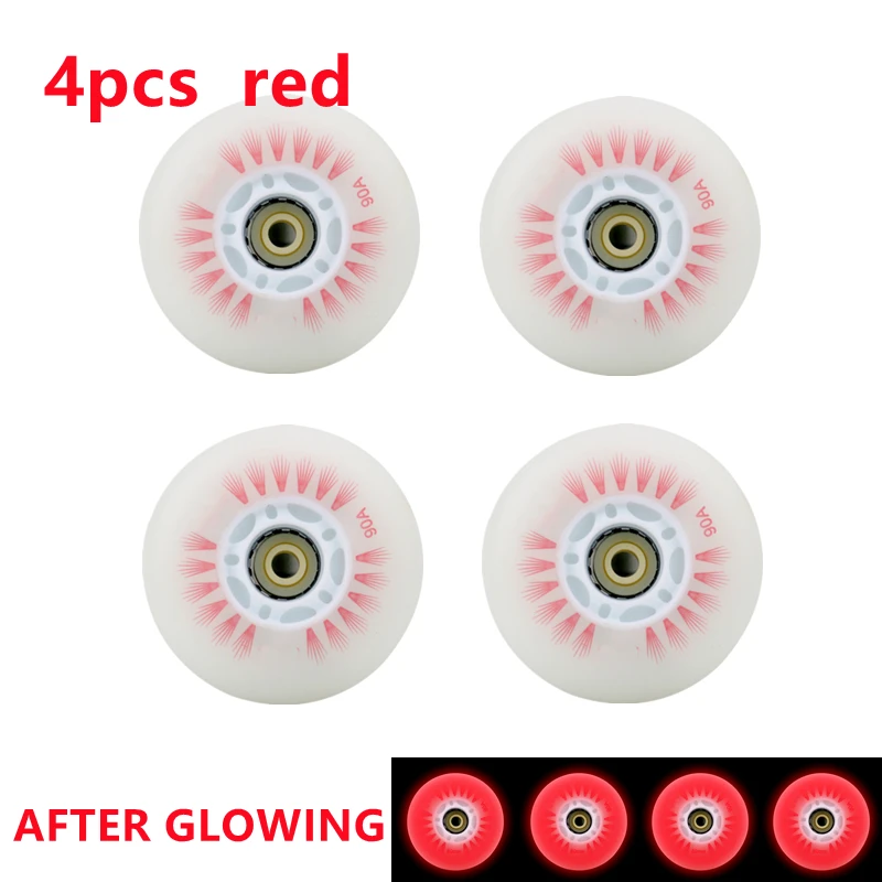 Flash Inline Skate Wheels 4pcs LED Roller Wheels 60/62/64/68/70/72/76//80/90/100/110/125mm Speed Skates Accessories 3
