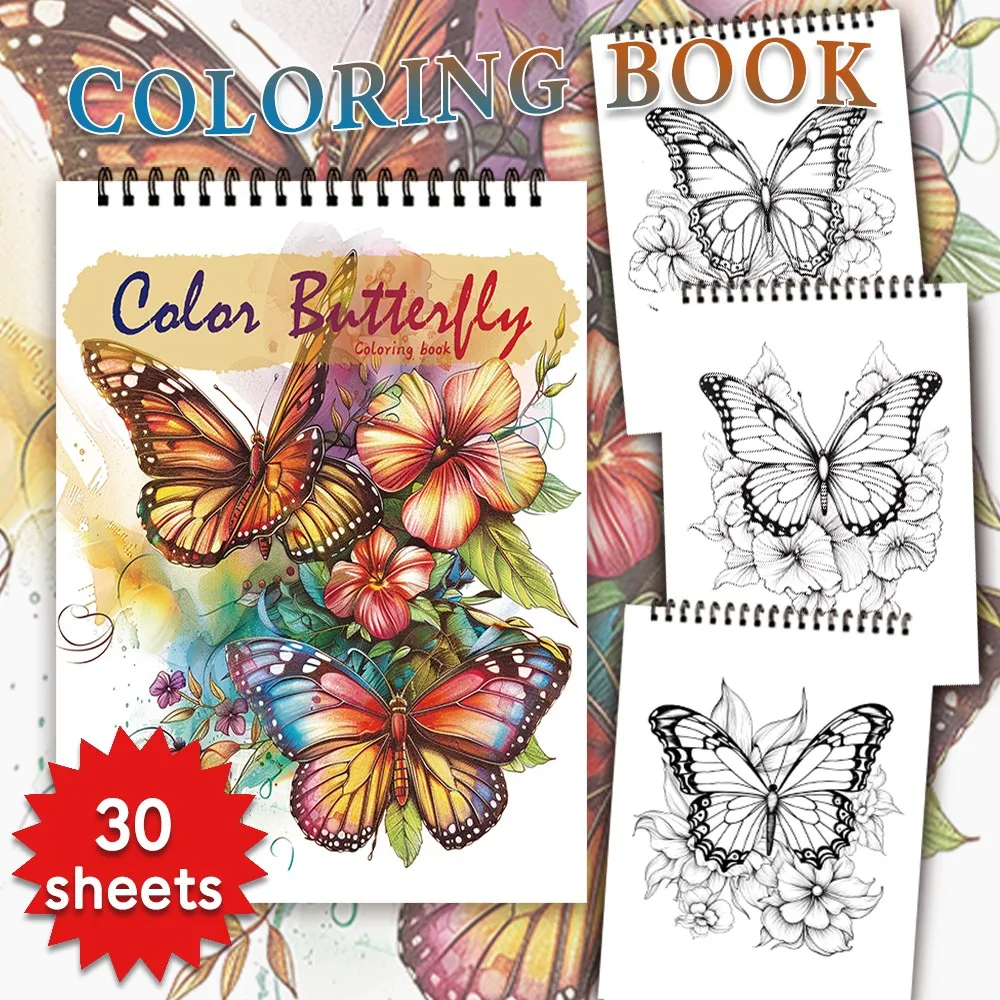 30 Sheets Adult Spiral Colouring Book, 11.2x 8.3 inches 100gsm Thick Paper, Perfect for Back to School Gifts, Halloween Gifts 3