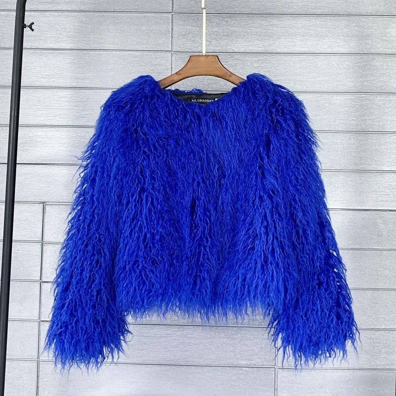 2024 Winter Solid Faux Fur Coat Women Fashion Shaggy Tops Long Sleeve Warm Casual Plush Jackets All Match High Street Outwear виброхвост helios shaggy