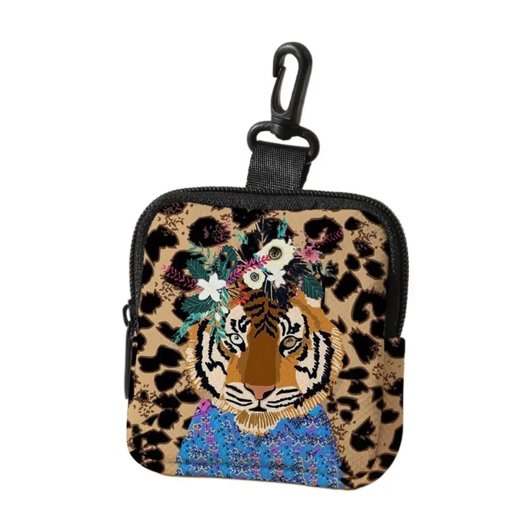 Trendy Tiger Leopard Print Coin Purse Waterproof Multifunctional Wallet Mini Earphone Bag