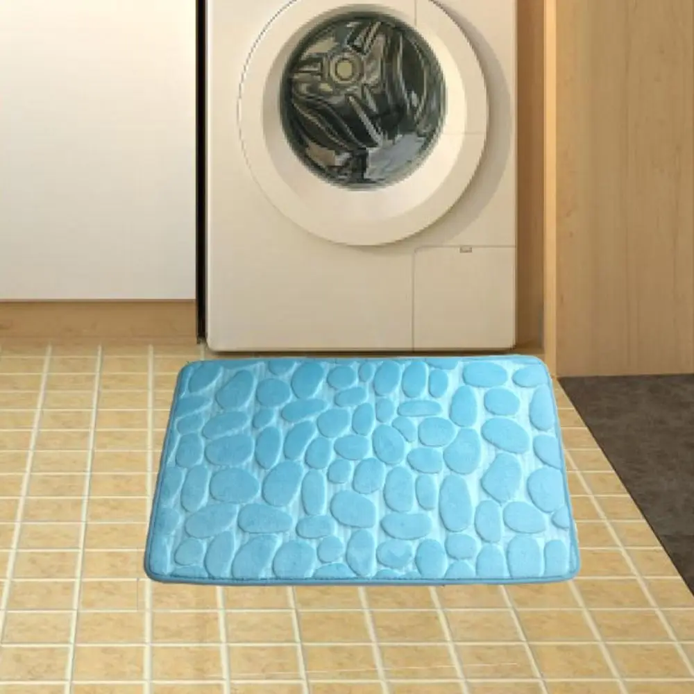 Cobblestone Embossed Non-Slip Washable Bath Mat Rug