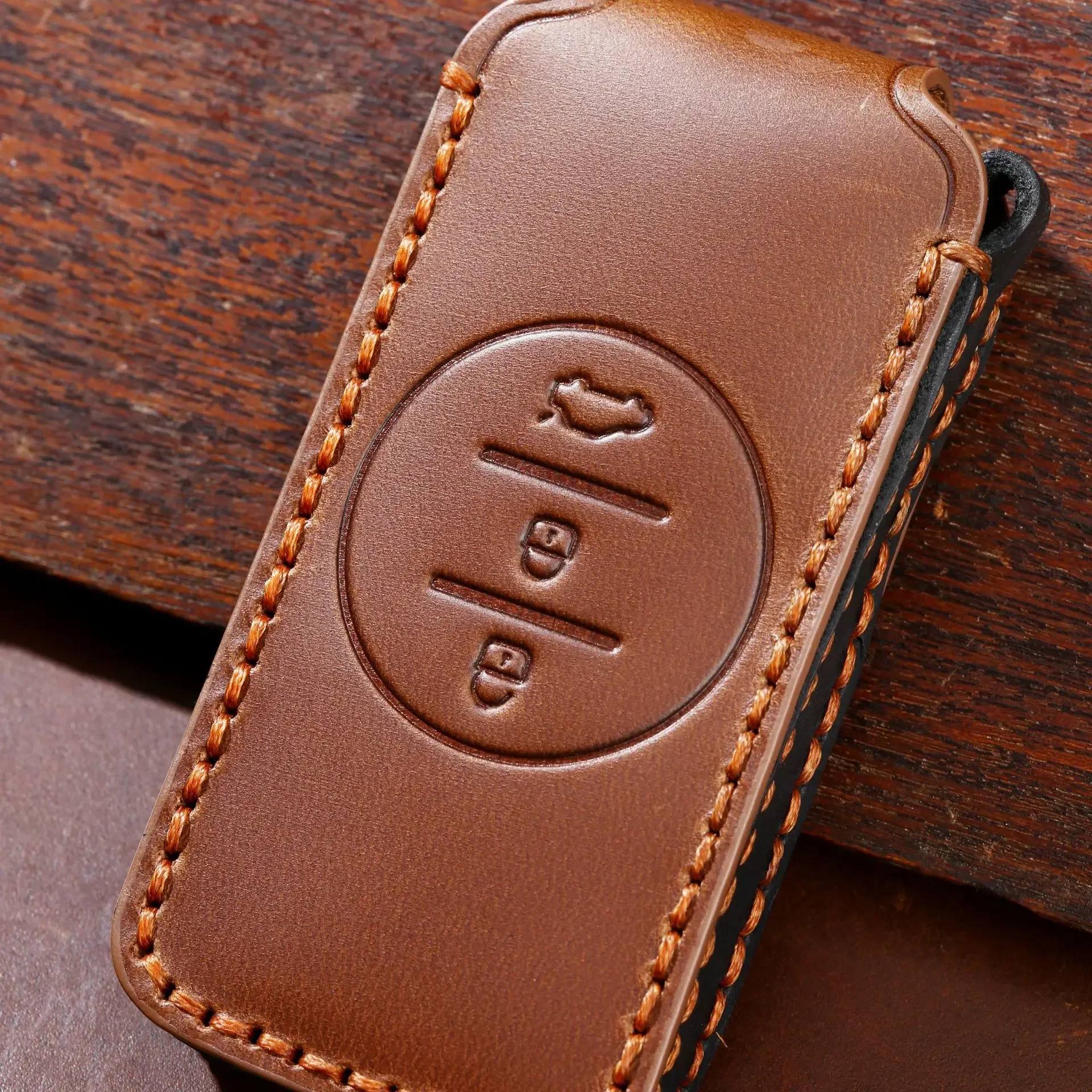 Premium Genuine Leather Car Key Case Cover and Keychain Holder