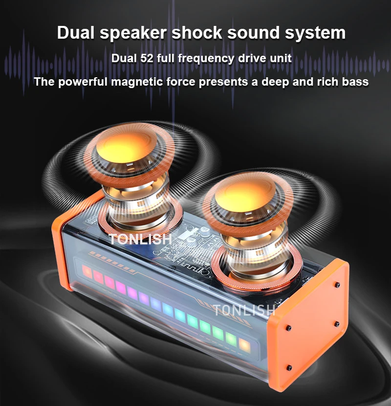 Wireless Bluetooth Dual Speaker Mini Bluetooth Speaker Bluetooth Speaker Bass Speaker Audio Speaker Acousto-optic Rhythm Bass TWS Stereo Speakers