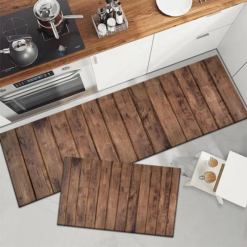 Description Picture 4 of itemVintage wooden kitchen carpet, indoor non-slip decorative mat for laundry room bathroom door window home floor carpet