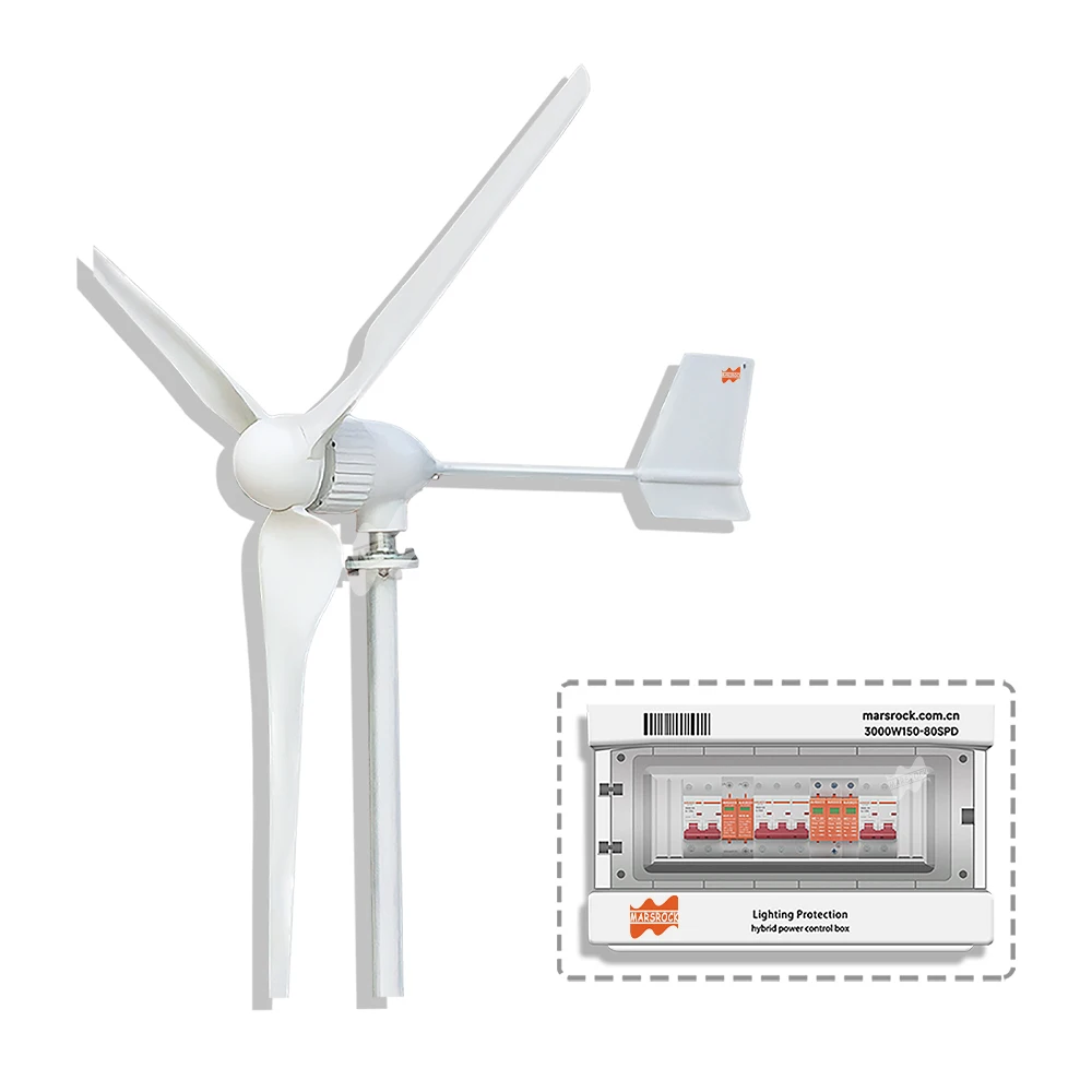 

1000W 24V 48V Powerful Hybrid Wind Solar Power System Wind Turbine Generator With Surge Protective Device Small Windmill System