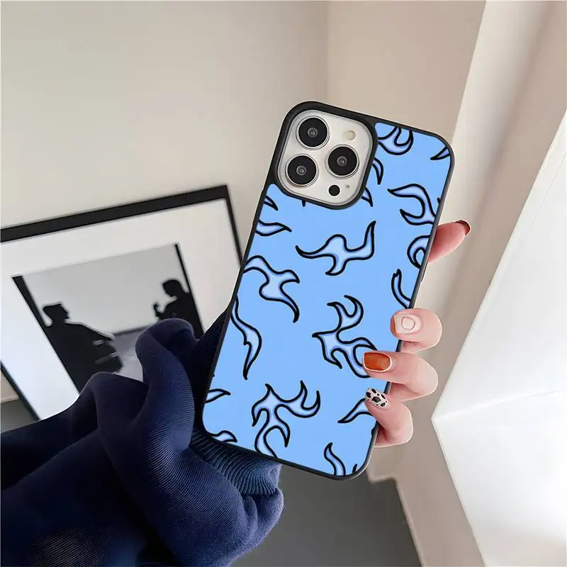 Custodia Per Telefono Red Black Art Flame Custodia In Silicone Pc + Tpu Per Iphone 6S 7 8 Plus X Xs Max Per Iphone Xr 11 12 Mini Pro Hard Fundas Cover