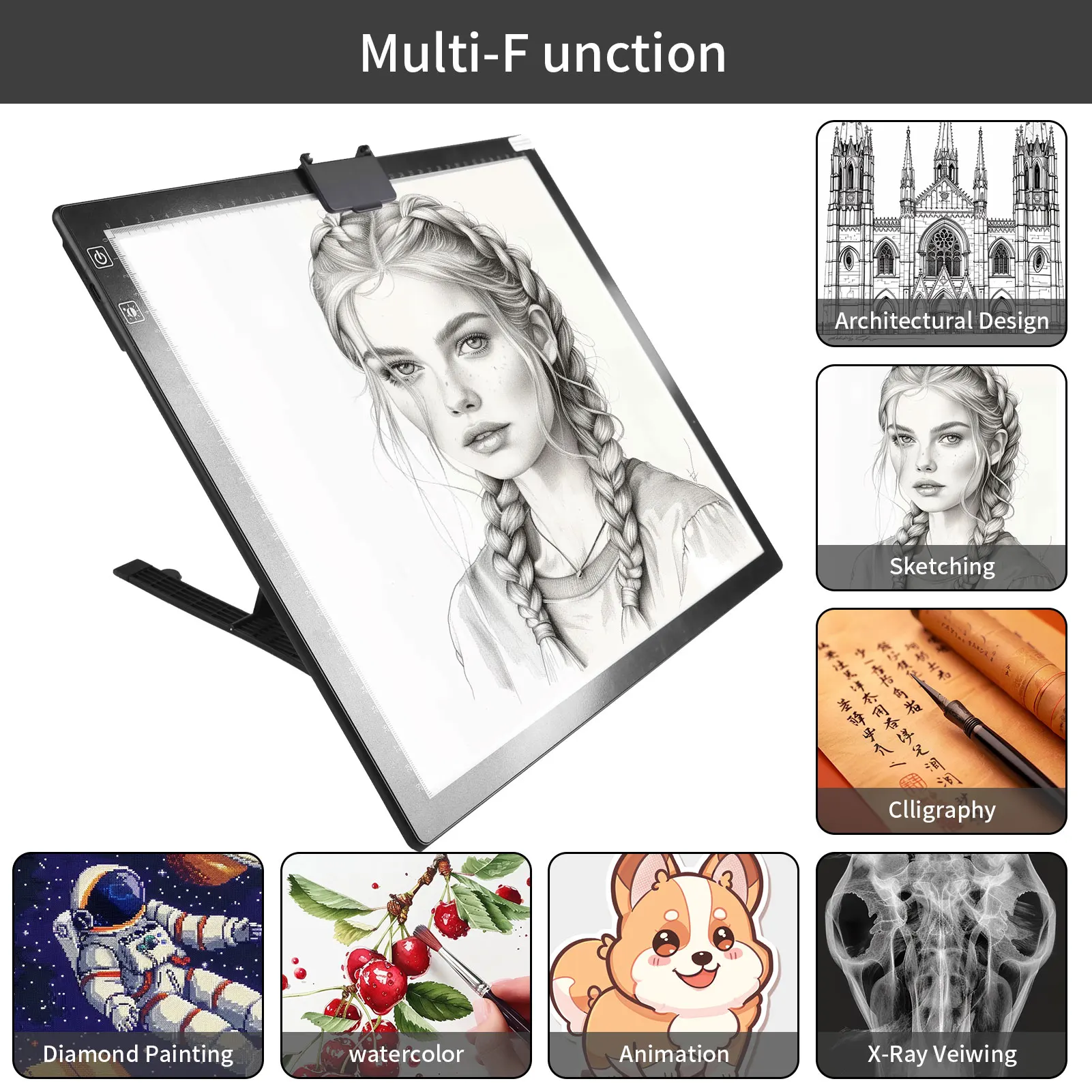 Tomight A3 LED Light Pad, 3-Level Brightness, Tracing, Calligraphy, Drawing, Animation, Diamond Painting