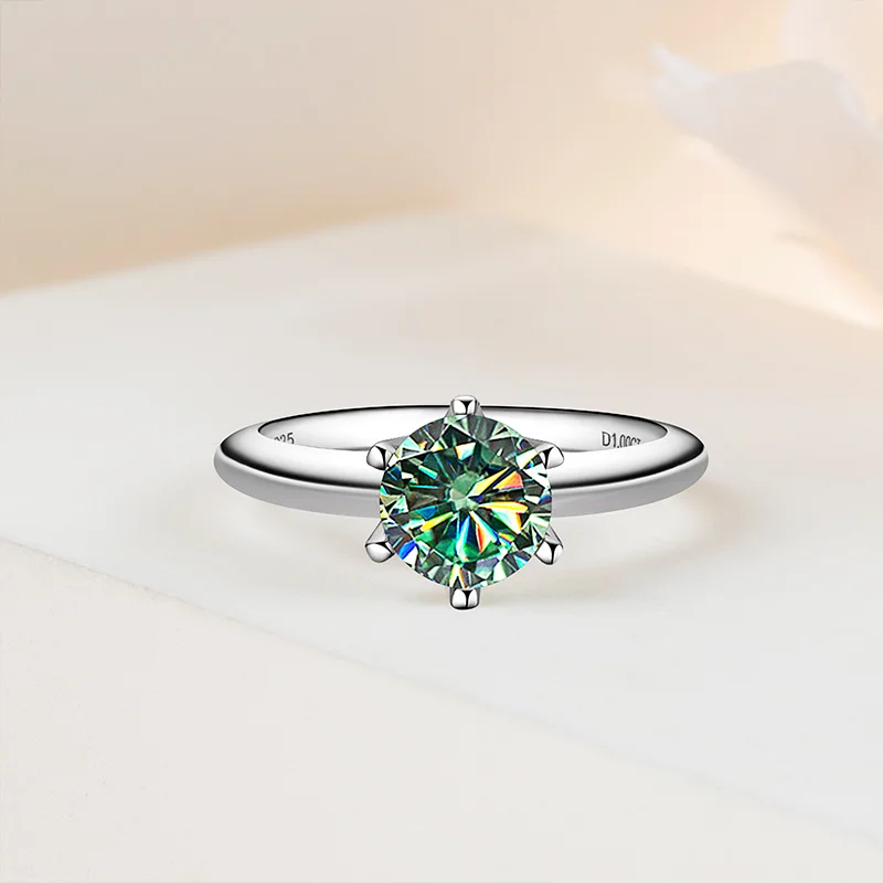 Tancise Solid Sterling Silver ring with 1 carat 6.5mm Real Moissanite for Women Wedding Engagement Fine Jewelry Gifts_voghion.com