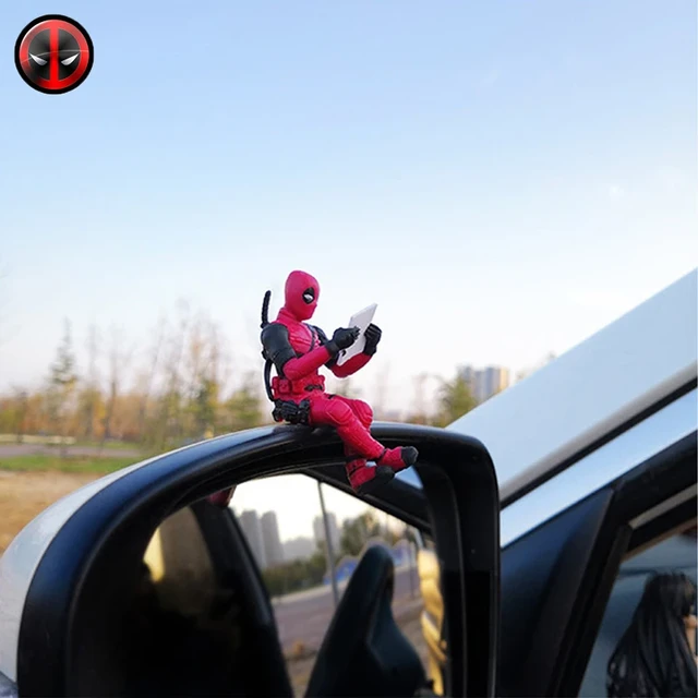 Car Ornament Marvel Cute Deadpool Action Figure Sitting Lying Anime Doll  Kid Toy