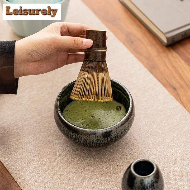 Jianzhan Matcha Four-piece Set Tea Bowl Whisk Stand Ceramic Accessories Song Dynasty Ceremony Play Supplies Craft Accessories