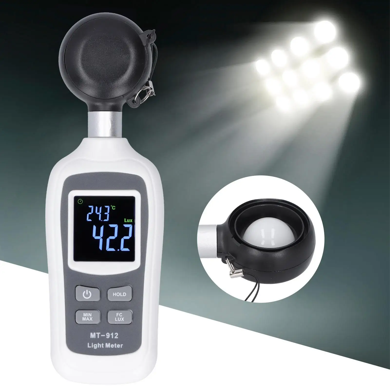 MT-912 Mini Handheld Digital Light Meter LCD Luxmeter Photometer 0-200K Lx High Precision Quality 5