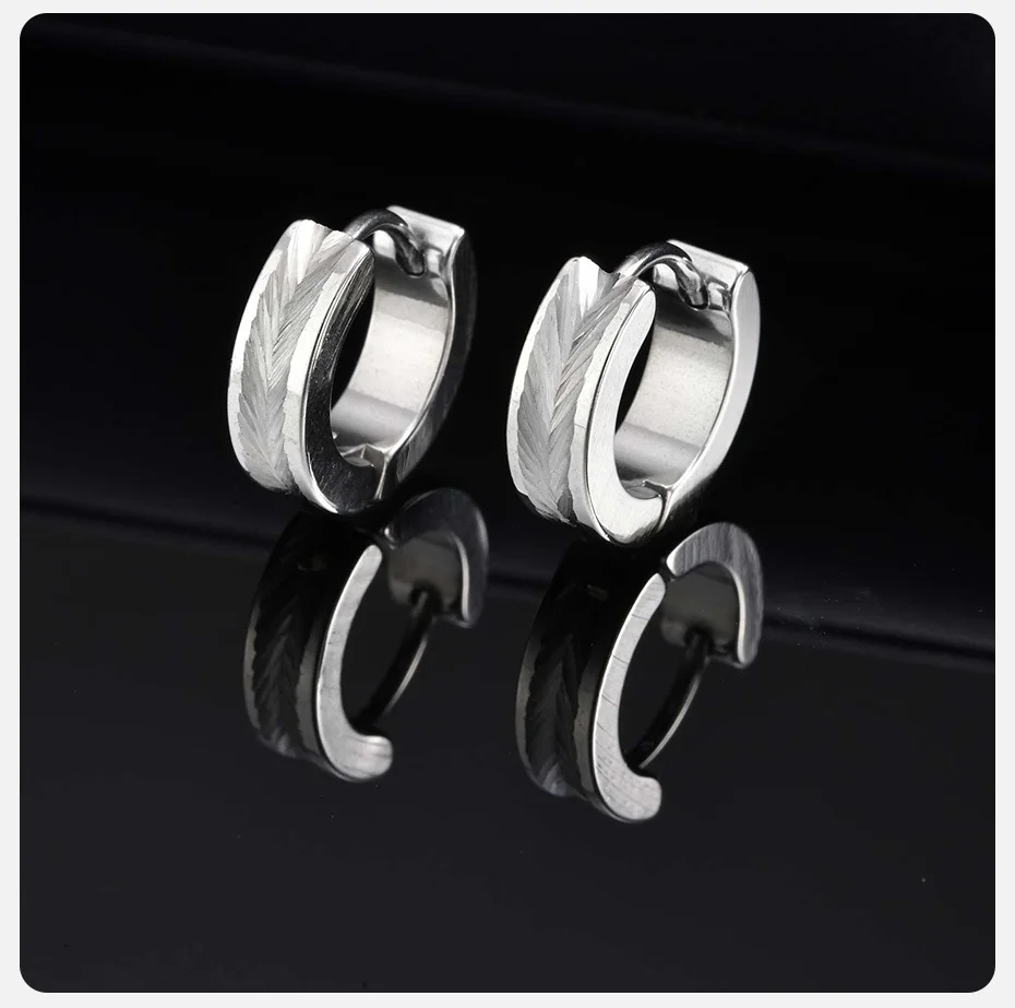 Vnox Stilvolle Edelstahl-Creolen für Herren, Schwarz-Gold-Silber-Farbvarianten, Wasserfeste Zweifarbige Metall-Huggie-Ohrringe – Detail 5
