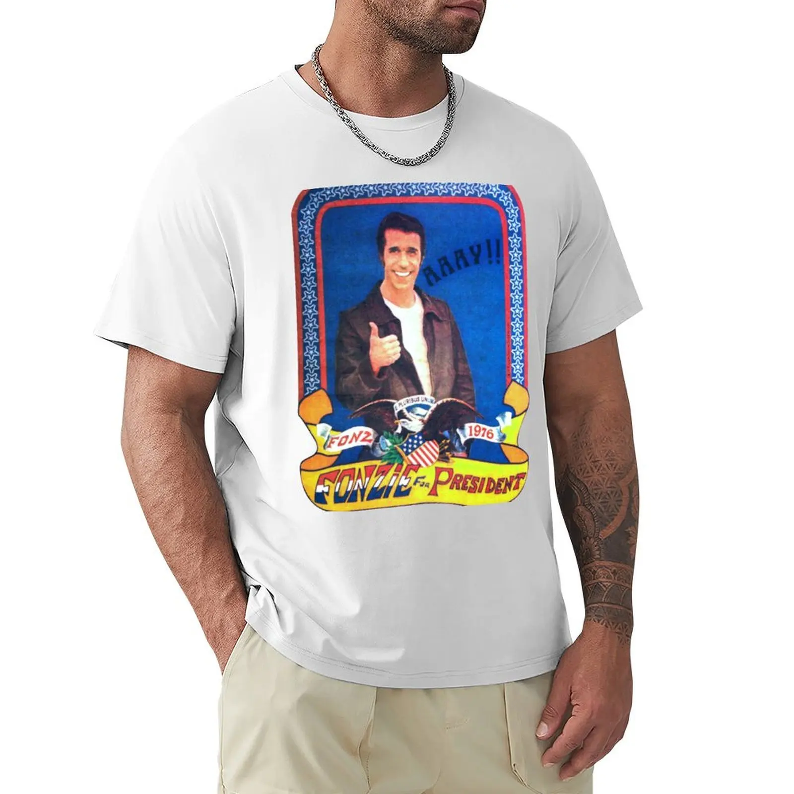 Fonzie For President T-Shirt Blacks Cute Clothes Customizeds Boys Animal Print Clothes For Men