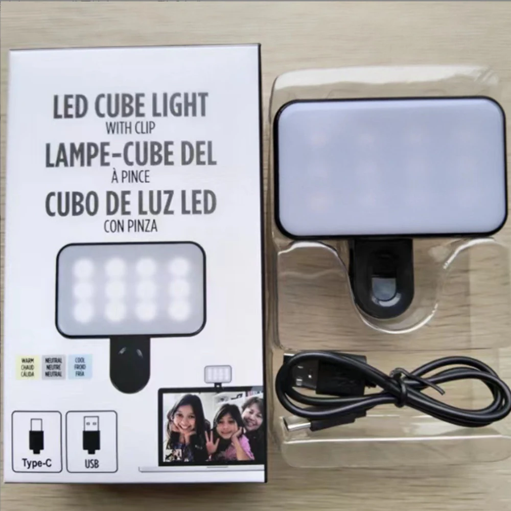Selfie fill light portable mini selfie rechargeable mobile phone computer video conference live stream clip 3 modes