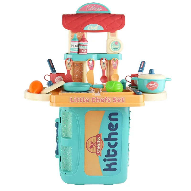 3IN1Kitchen Toys Simulation Utensils Food Cookware Pot Pan Kids Pretend Toy Play Toy Box Set For Girls Children New Gifts
