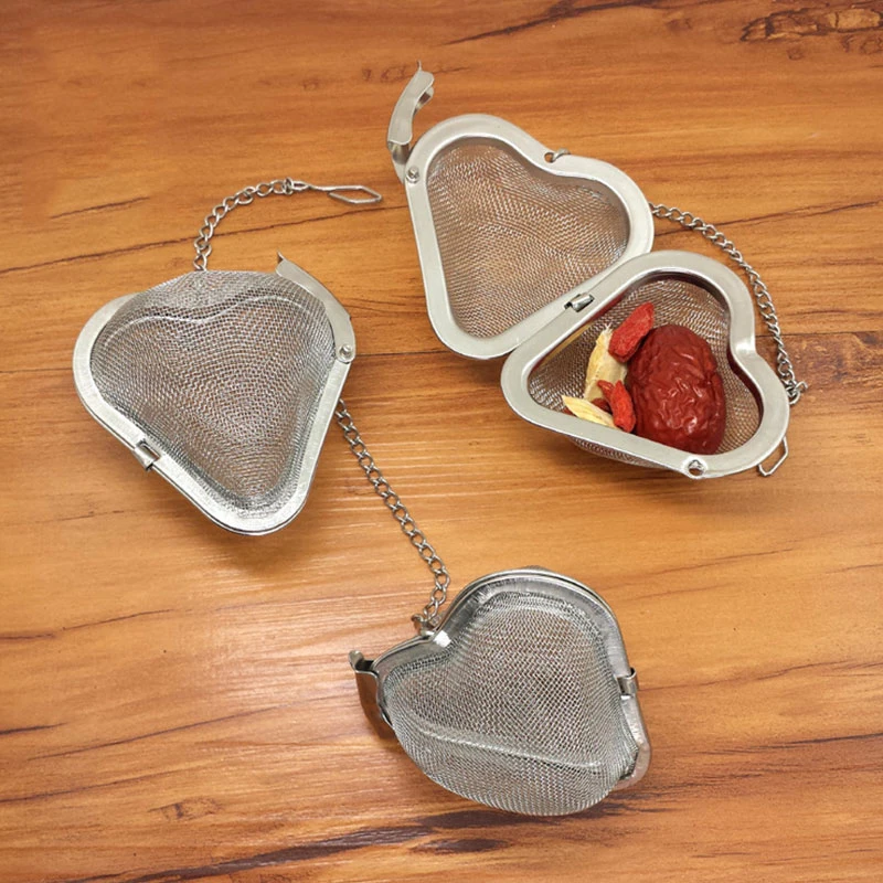 Heart Round Mesh Sieve Tea Strainer Multifunctional Stainless Steel Sphere Locking Spice Tea Ball Kitchen Accessories
