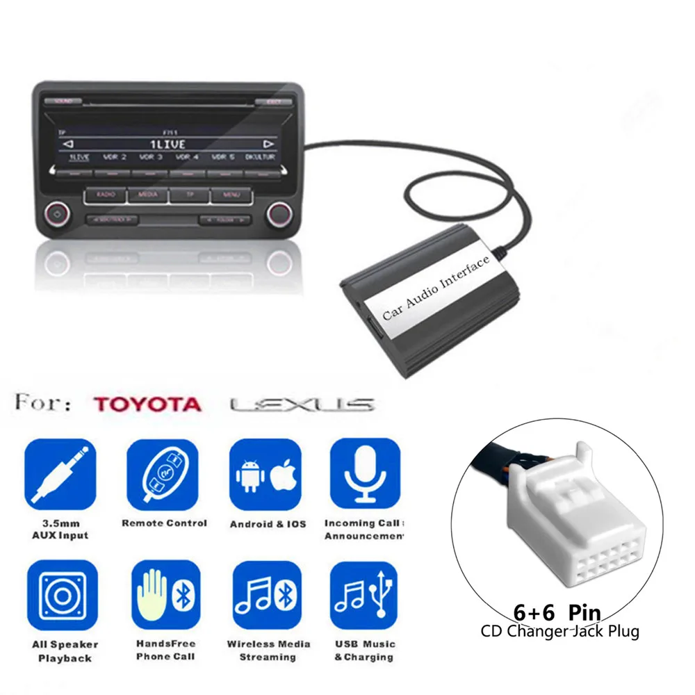 DOXINGYE Auto AUX USB Bluetooth Radio Digital CD Wechsler Adapter
