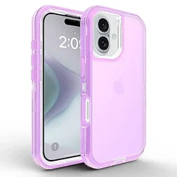 Premium 3 - in - 1 Hybrid Armor Phone Case - Shockproof Rugged Protection Cover - iPhone 12 Pro (Puprle)