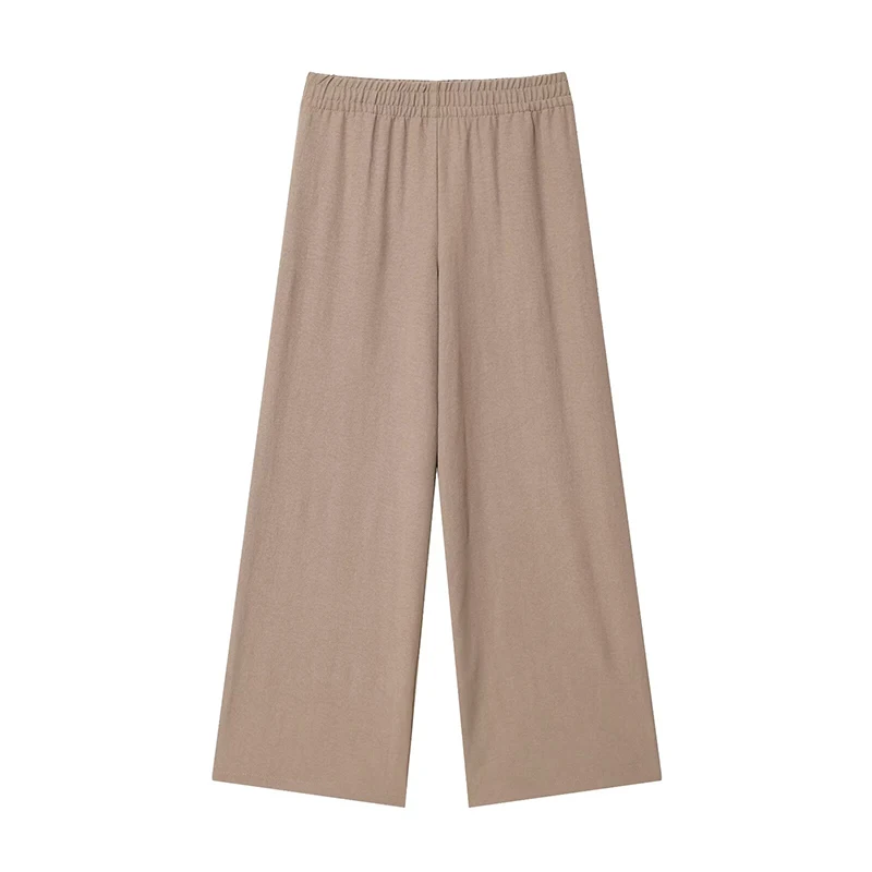 Wide Leg Pants 2 Pieces Sets For Women Side Button Half Sleeve Shirt Top Trousers Women's Suit 2025 Casual Woman Outfits