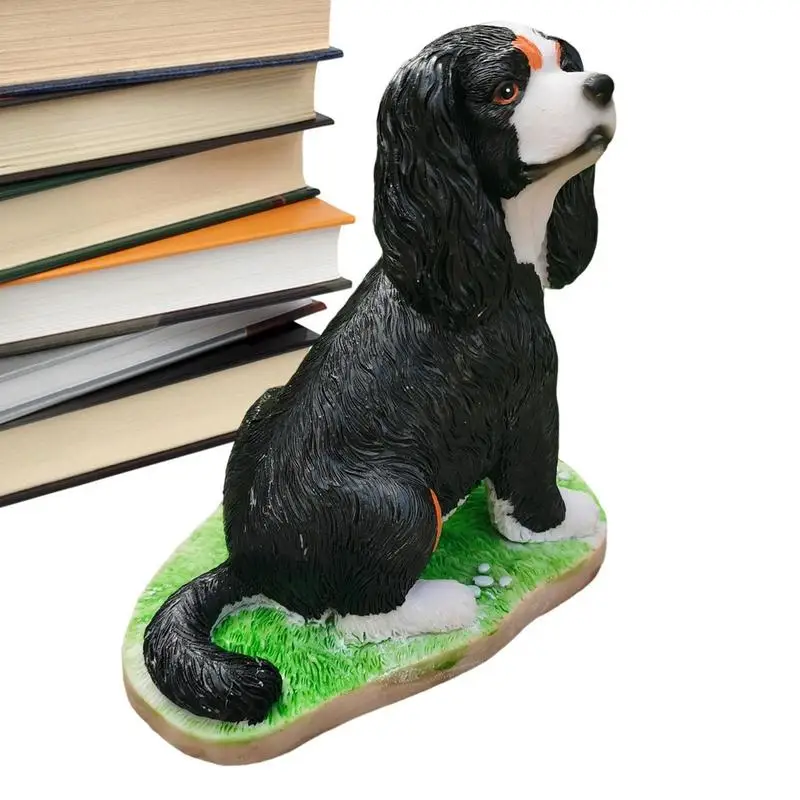 

King Charles Figurine Realistic Resin England King Charles Craft Hound Sculpture Miniature Terrier Dog Statue Puppy Sitting