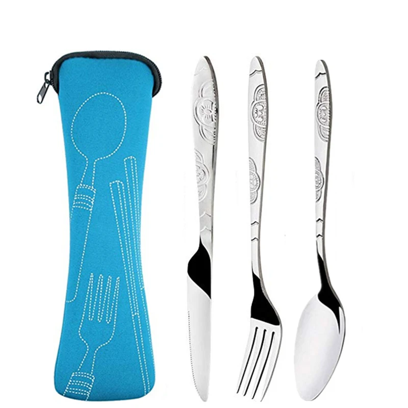 Portable Printed Knifes Fork Spoon Stainless Steel Dinnerware Set 3Pcs/4Pcs/7Pcs cutlery set,western style cutlery set,picnic cutlery set,stainless steel cutlery set,picnic tableware,camping cutlery set