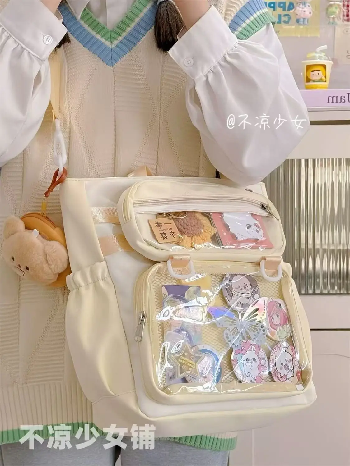 JIAERDI Transparent Blue Ita Bag Handbag Women Anime Portable Large Capacity Shoulder Tote Bag Female Nylon Crossbody Bags Girls