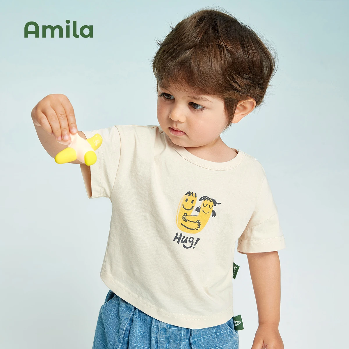 Amila Children's Cothing Family Hort-sleeved T-shirt Parent-child Wear 2022 Summer New Children's Outing Season Cotton Tops 3