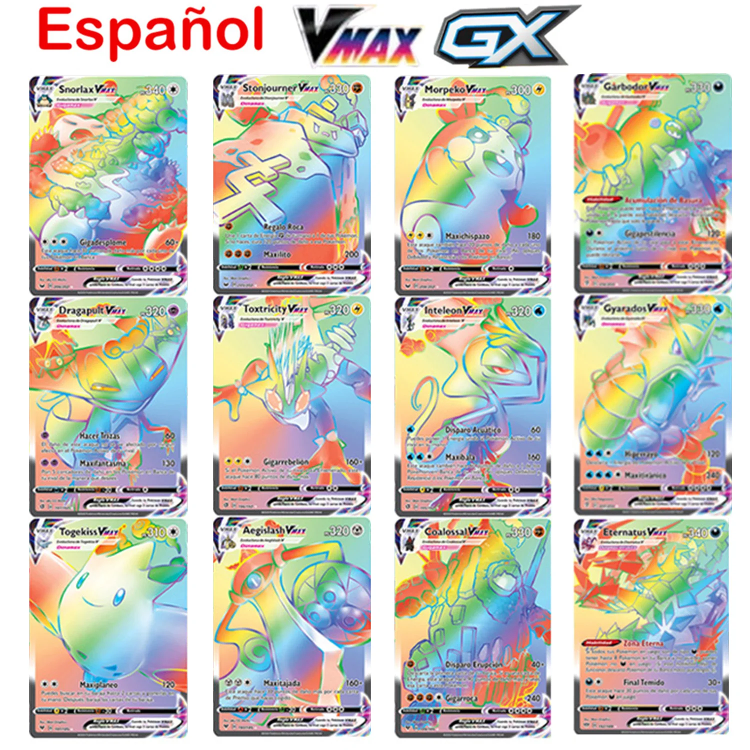 20-300Pcs Spanish Version Pokemon Card Featuring 300V VMAX 200 Gx 100 Tag  Team Game