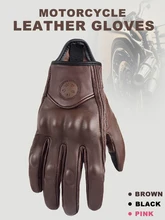  Suomy Vinatge Goatskin Motorcycle Gloves Summer Men Brown Retro Leather Motorbike Motocross Glove Lady Motorcyclist Guantes 
