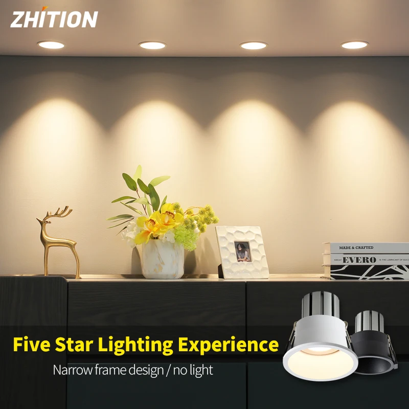 

LED spotlight household embedded anti glare cob ceiling lamp living room corridor porch narrow frame without main lamp lighting