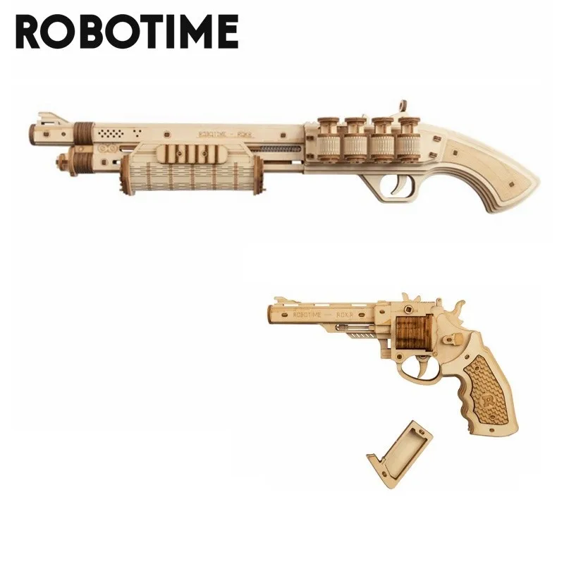 ROKR DIY Wooden Gun Model Building Kits Pistol 3D Puzzle Toy Gift for Boys Kids 