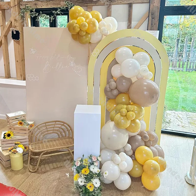 

87pc Baby Shower Balloons Arch Natural Sand Brown Yellow Kids Party Balloons Gender Reveal Birthday Party Kit Wedding Decoration