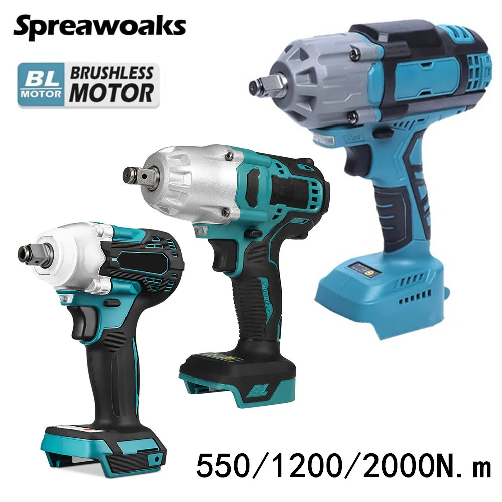550/1200/2000N.M Avvitatore A Percussione Senza Spazzole 1/2 Pollici Elettrico Cordless Driver Riparazione Auto Utensili Elettrici Per Batteria Makita