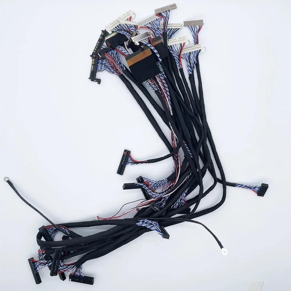 16pcs lvds cable kit 51pin 30P 20P 40P 1ch/2ch-6bit/8bit for 10-65" screen