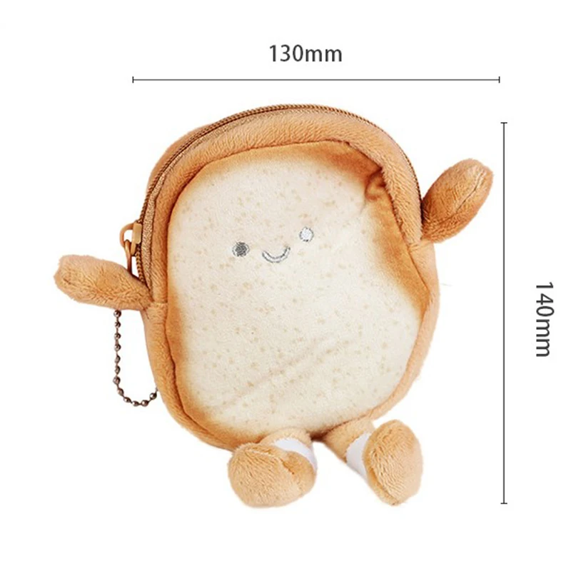 

Kawaii Toast Plush Coin Purse Creative Cute Bread Coin Bag Pendant Mini Plush Wallet Card Holder Keyring