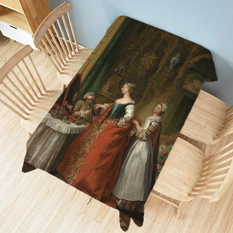 Ancient European Royal Court Lady Duchess Woman Water Resistant Cotton Linen Tablecloth Home Decoration Wall Tapestry Desk Cover 5