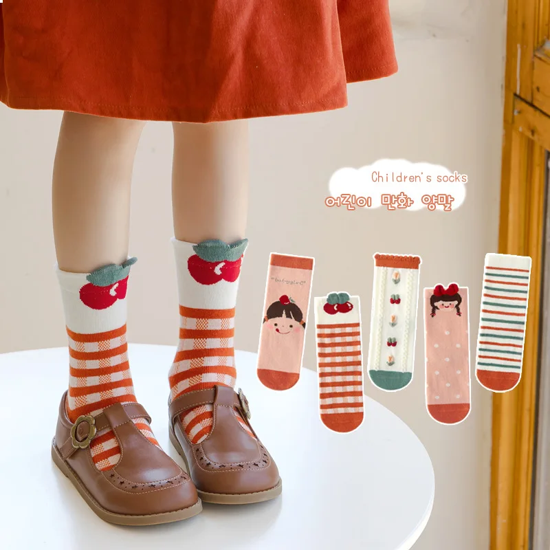 

Baby Socks 2024 Spring Newest Little Girls Cartoon Pattern Socks Kids Infant Warm Cotton Sock For 3-12Y Children