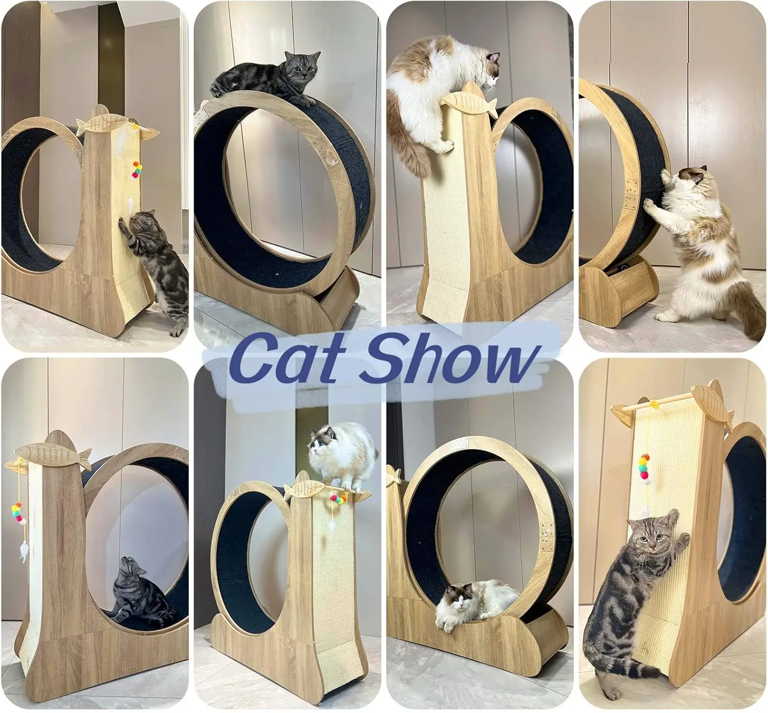 Large Cat Wheel,4-in-1 Cat Exercise Wheel, Treadmill Running Wheel Exerciser for Indoor Cats with Scratcher