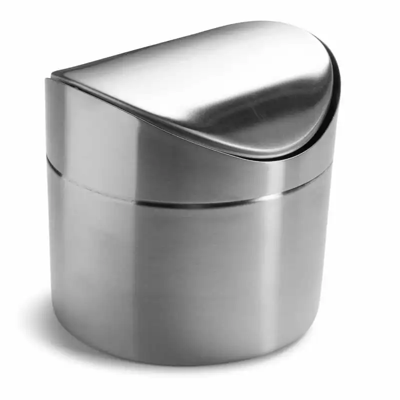 

Countertop Trash Can, Brushed Stainless Steel, with Swing Top Lid, 0.40 Gallon Garbage bin for bathroom Trash can Outdoor trash